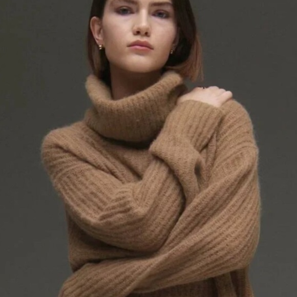 EVERLANE The Alpaca Oversized Ribbed Turtleneck Sweater - Picture 5 of 12